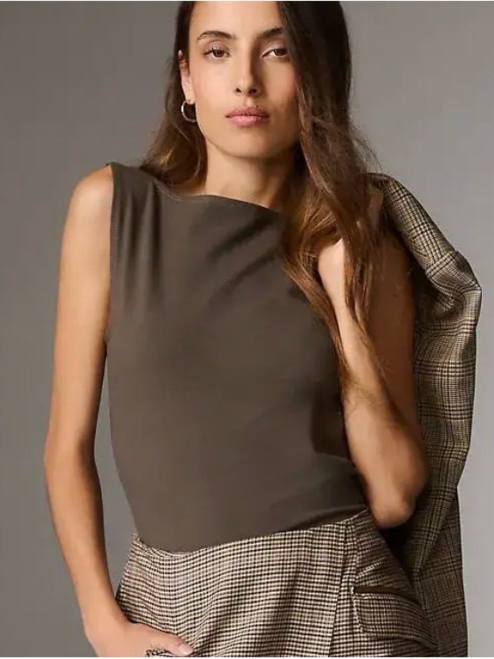 Reformation toupe Brown Sleeveless Boatneck Tank